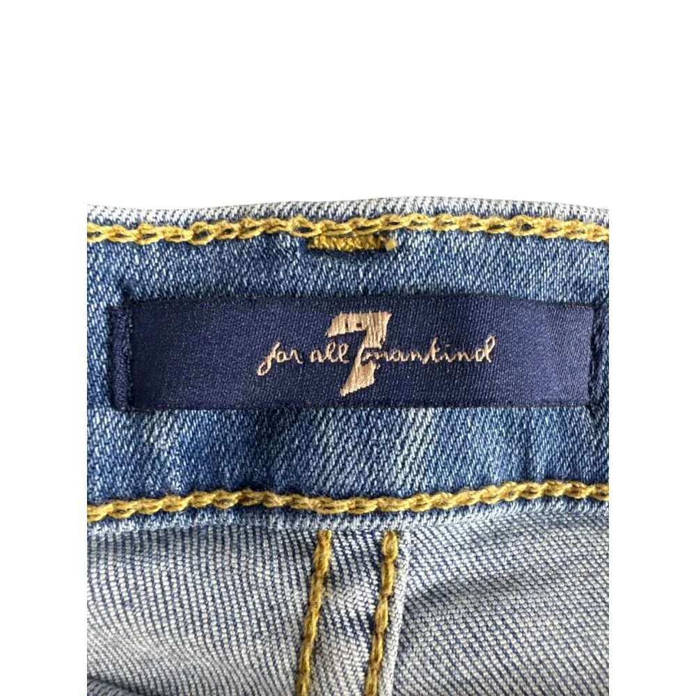 7 For All Mankind Skinny Jeans Womens 28 Blue Stretch Denim Mid Rise Button Fly